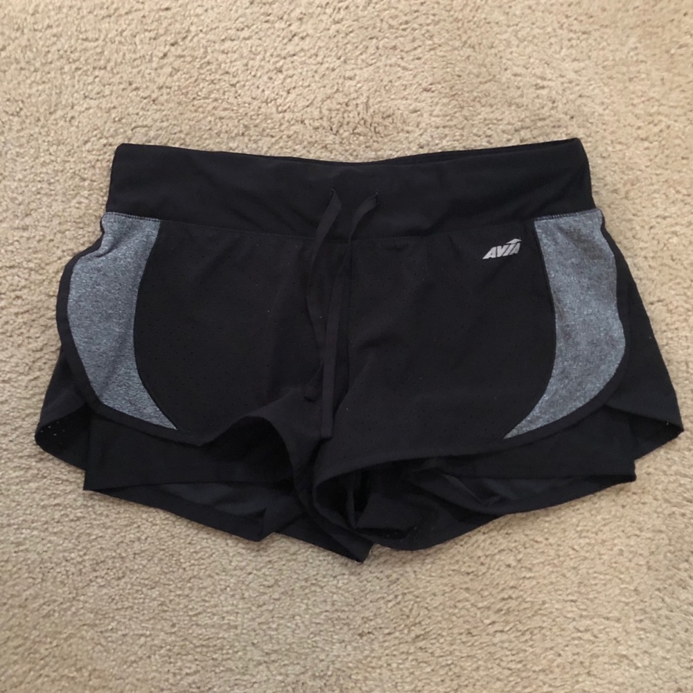 Avia black 2 in 1 running shorts.